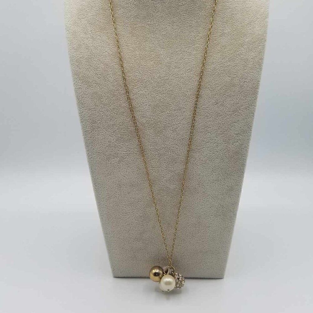NWOT J Crew Charm Necklace with faux pearl and crystals